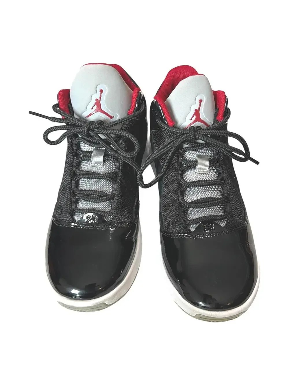 Jordan Max Aura 2 Blk Cement Patent Leather Finish Basketball Shoes 5Y/Women 6.5